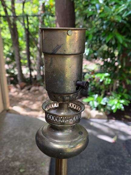 Vintage Brass Torchiere Floor Lamp