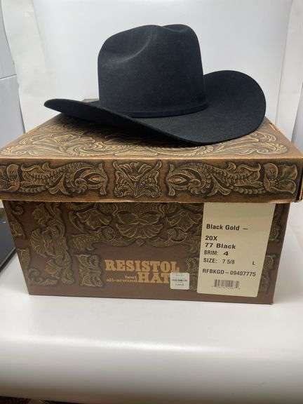 Resistol Black Gold 20X Beaver Felt Black Cowboy Hat NIB