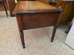 Hand Crafted Louis-Philippe Partners Leather Inlaid Flat Desk with pull out writing boards