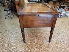 Hand Crafted Louis-Philippe Partners Leather Inlaid Flat Desk with pull out writing boards