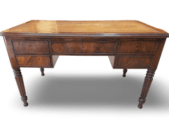 Hand Crafted Louis-Philippe Partners Leather Inlaid Flat Desk with pull out writing boards