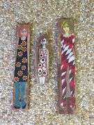 3) Martha Cassels Female Painted Figures on Wood Planks