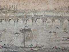 Antique Vue d'Optique of Westminster Bridge Colored Engraving