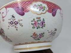 Chinese Export Armorial Style Porcelain Punch Bowl believed to be by Samson