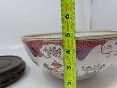 Chinese Export Armorial Style Porcelain Punch Bowl believed to be by Samson