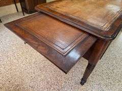Hand Crafted Louis-Philippe Partners Leather Inlaid Flat Desk with pull out writing boards