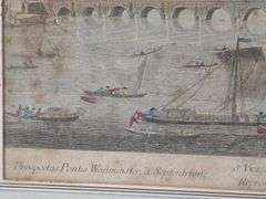 Antique Vue d'Optique of Westminster Bridge Colored Engraving