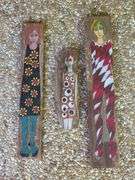 3) Martha Cassels Female Painted Figures on Wood Planks