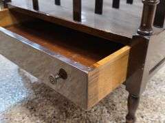 Vintage Wooden Magazine Storage Rack on castors
