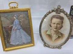 Antique Picture Frames with Antique Photos and 1 double frame with photo of older photographs