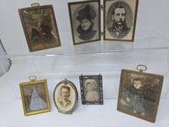 Antique Picture Frames with Antique Photos and 1 double frame with photo of older photographs