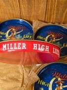 4) NOS Miller High Life "Girl in the Moon" Metal Serving Trays 303 with paper wrap