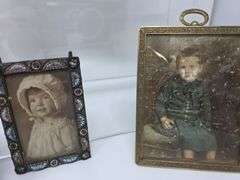 Antique Picture Frames with Antique Photos and 1 double frame with photo of older photographs