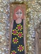 3) Martha Cassels Female Painted Figures on Wood Planks