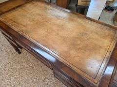 Hand Crafted Louis-Philippe Partners Leather Inlaid Flat Desk with pull out writing boards