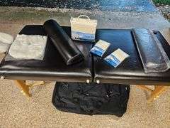 Master Massage Equipment Husky Gibraltar XXL 32" Portable Massage Table with various accessories