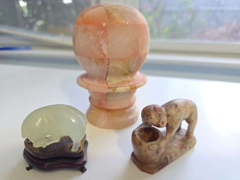 Carved Bowentite Jade Pig, Chinese Stone Carving and Finial