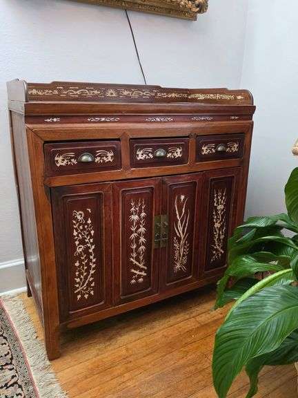 Antique Chinese Jiangsu Style Server with Bone Inlay
