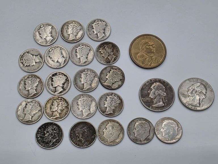 Liberty Head Dimes, Sacagawea Dollar, Dimes, and 1963-64 Quarters