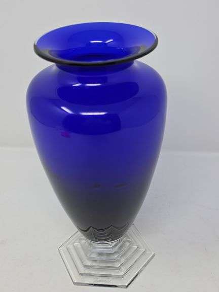 Orsay Cobalt Tapered Vase from Baccarat- signed