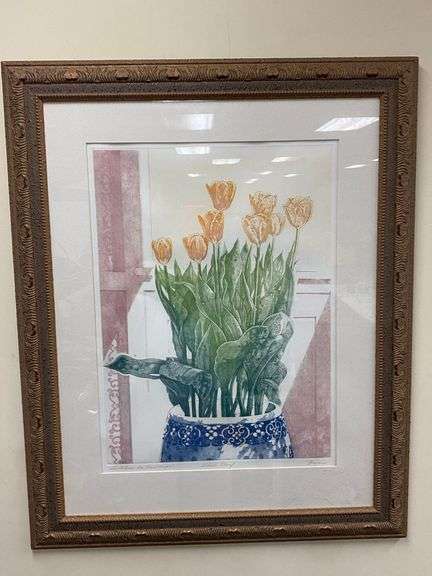 Framed "Spring Flowers" Tulip Still Life Artist Proof Signed Lithograph