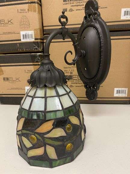 Set of 3 -  Elk Lighting 071-TB-LG Sconces and 999-13 Tiffany Style Shades NIB