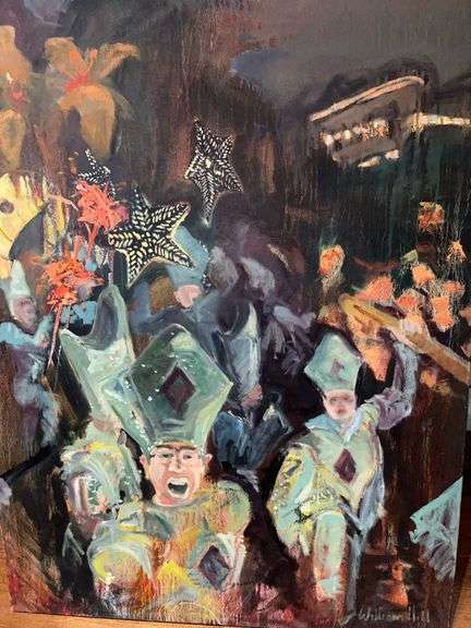 J. William Hill Original Oil on Canvas-Lantern Parade series. âHot Band Ensembleâ-