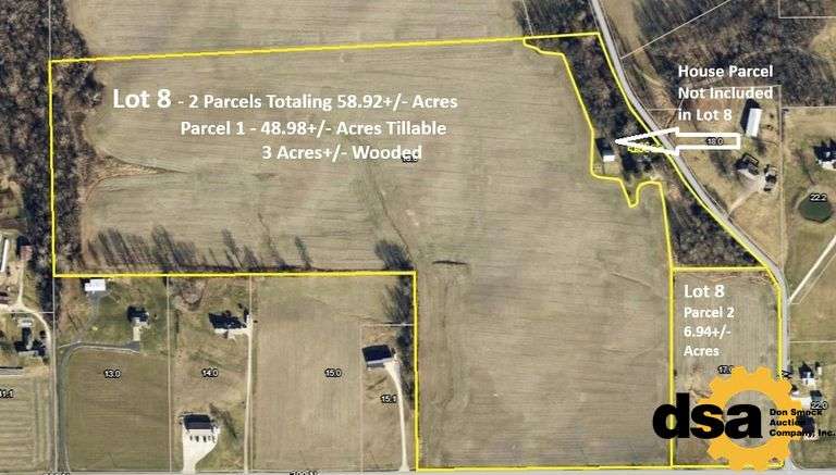 58.92+/- Total Acres of Mostly Tillable Farm Ground!