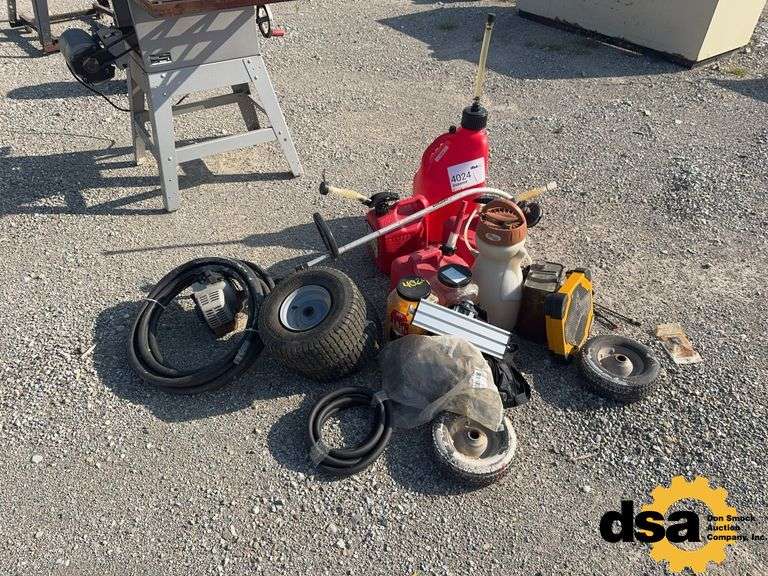 Gas Cans, Small Tire, Weedeater