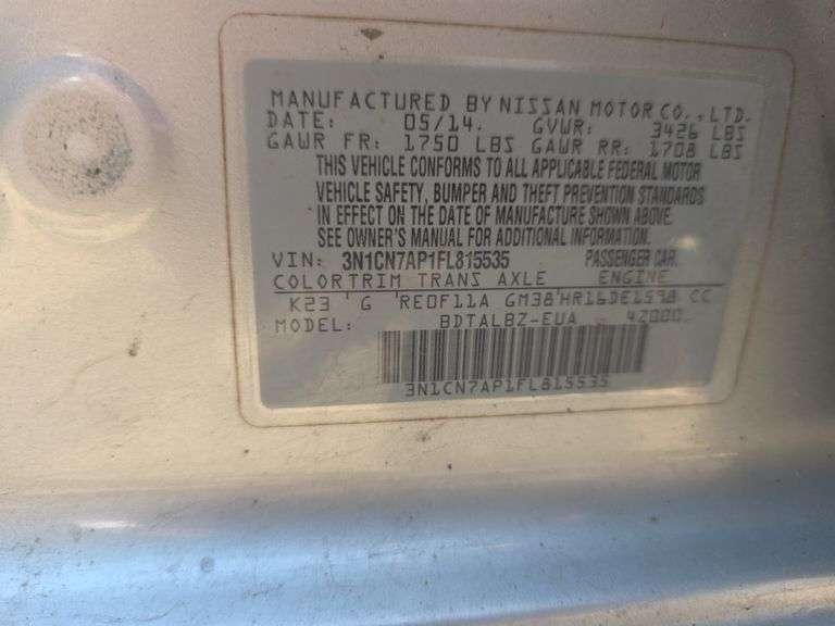 2015 NISSAN VERSA 1.6 S - Venture Auctions