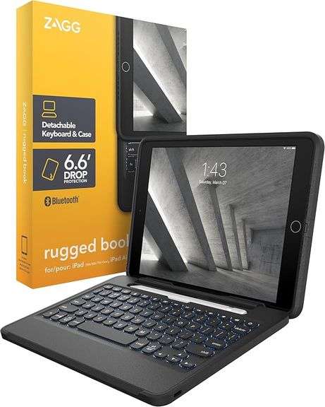 ZAGG Rugged Book iPad Case with Detachable Magnetic-Hinged Keyboard for iPad Air 3, iPad Pro 10.5" &