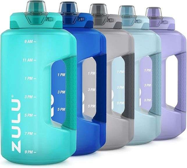 Zulu Goals 64oz Large Half Gallon Jug Water Bottle with Motivational Time Marker