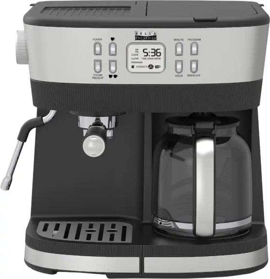 bella PRO - Combo 19-Bar Espresso & 10-Cup Drip Coffee Maker - Stainless Steel