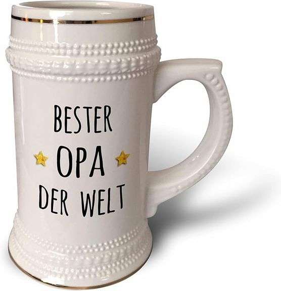 3dRose Bester Opa der Welt - Best Grandpa in the World in German Granddad - Stein Mug, 22oz (stn_321