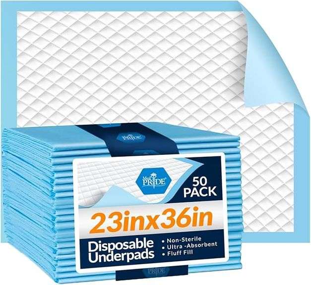 MED PRIDE Disposable Chux Pads 23in X 36in, Super Absorbent Bed Pads for Incontinence, Underpads for