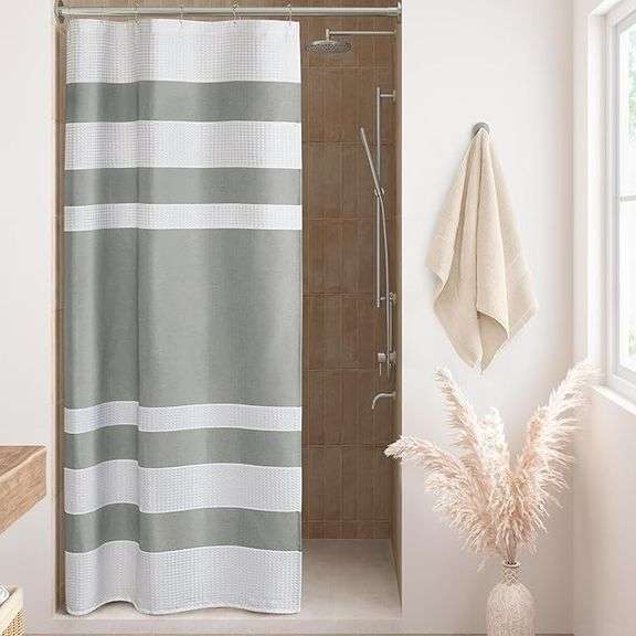 Madison Park Shower Curtain Spa Waffle Weave Stall Shower Curtain for Bathroom