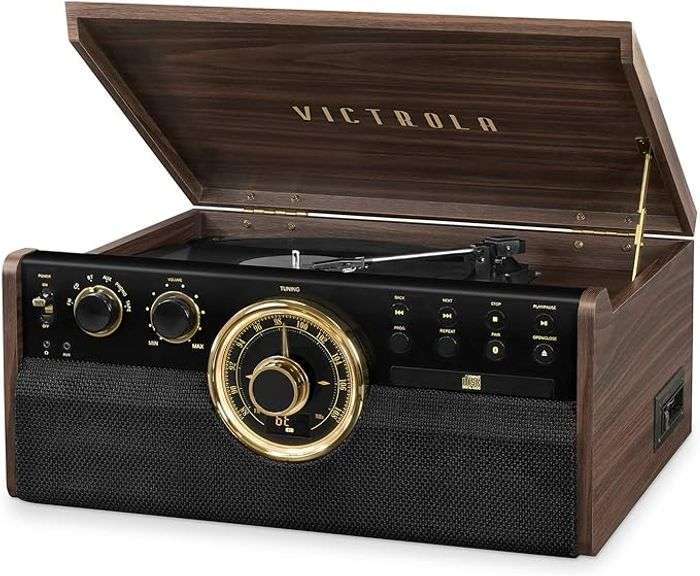 Victrola The Empire Mid-Century 6-in-1 Turntable & Multimedia Center