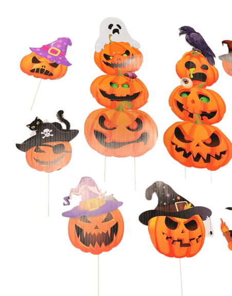 10 Pieces Halloween Pumpkin Silhouette Yard Sign Stakes Outdoor Halloween