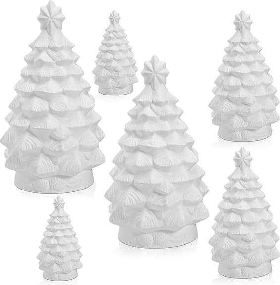 Syhood 6 Pcs Design Your Own Ceramic Christmas Tree Blank DIY