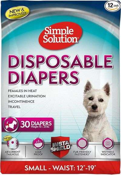 Simple Solution Disposable Dog Diapers, Female Dog Diapers, Puppy Potty Training