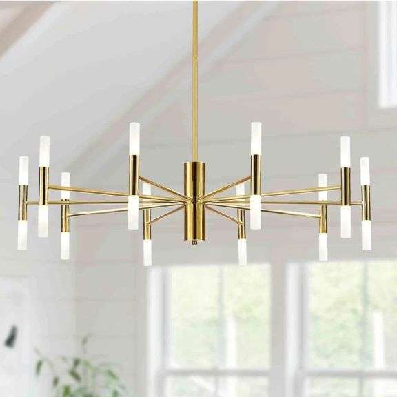 BOKT Mid Century Gold Sputnik Chandelier Large 20-Lights LED Chandelier Semi Flush Mount Ceiling Lig