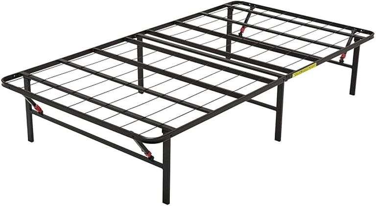Amazon Basics Bed Frame with Storage, Foldable Metal Platform, Sturdy Steel, No Box Spring Needed, 1