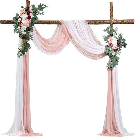 VEVOR Artificial Wedding Arch Flowers Kit, Pink Wedding Arch Flowers with Drapes Kit (Pack of 4) - 2