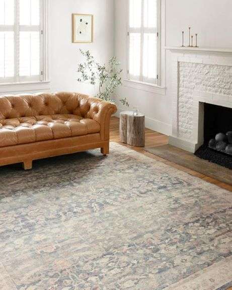 Loloi Hathaway Collection HTH-02 Denim/Multi 2'-3" x 3'-9", .25" Thick Accent Rug