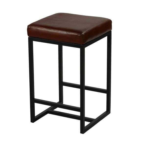 Benjara Sabi 24 inch Swivel Counter Stool, Solid Wood