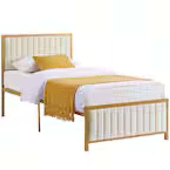 VECELO Bed Frame, Gold Twin Metal Frame, Heavy Duty Metal Foundation, Platform Bed with Upholstered