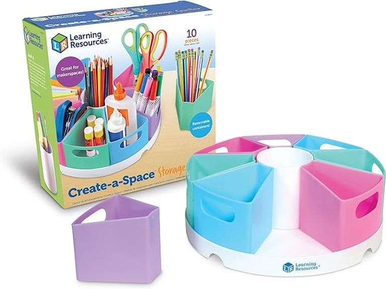 Learning Resources Create-a-Space Storage Center - Desk Organizer for Kids, Homeschool, Caddy, Back