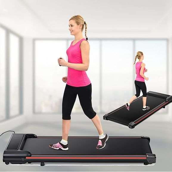 Under Desk Treadmill, Portable Walking Pad Foldable, Quiet & Stable Black+Red Model GPWP001