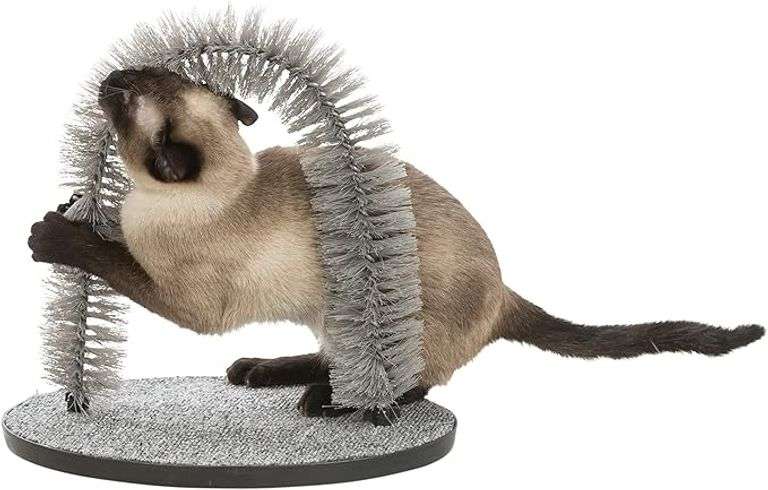 TRIXIE Cat Massager and Self Grooming Arch, Bristle Ring Brush, Carpet Base Scratcher, Cat Self Groo