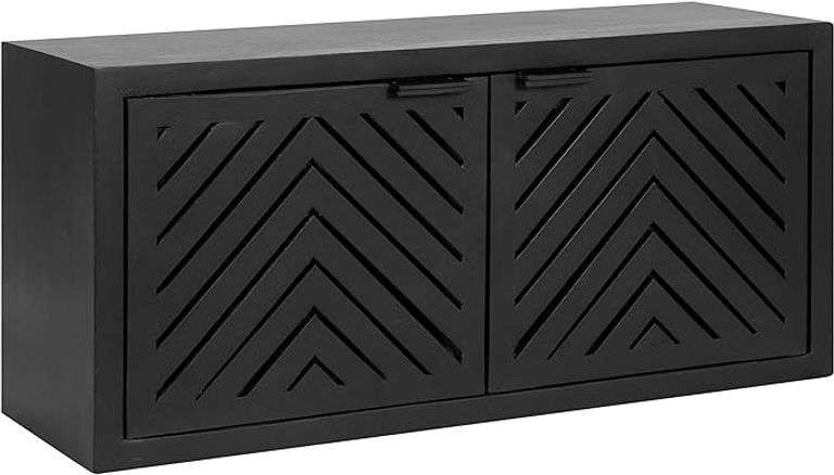 Kate and Laurel Mezzeta Decorative 2-Door Wall Cabinet, 30 x 10 x 14, Black